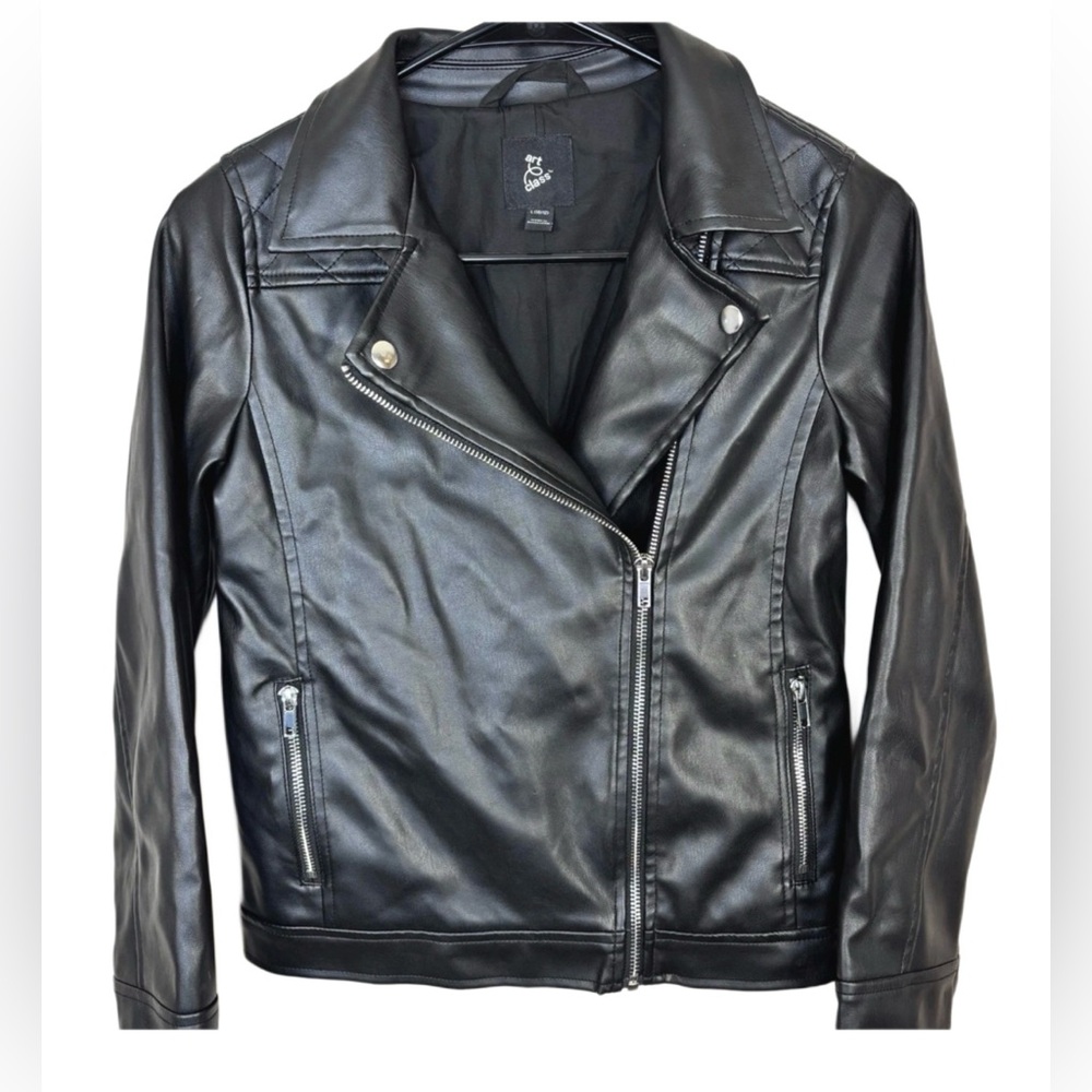 Art Class Girls Faux Leather Bomber Jacket Size Large (10/12()